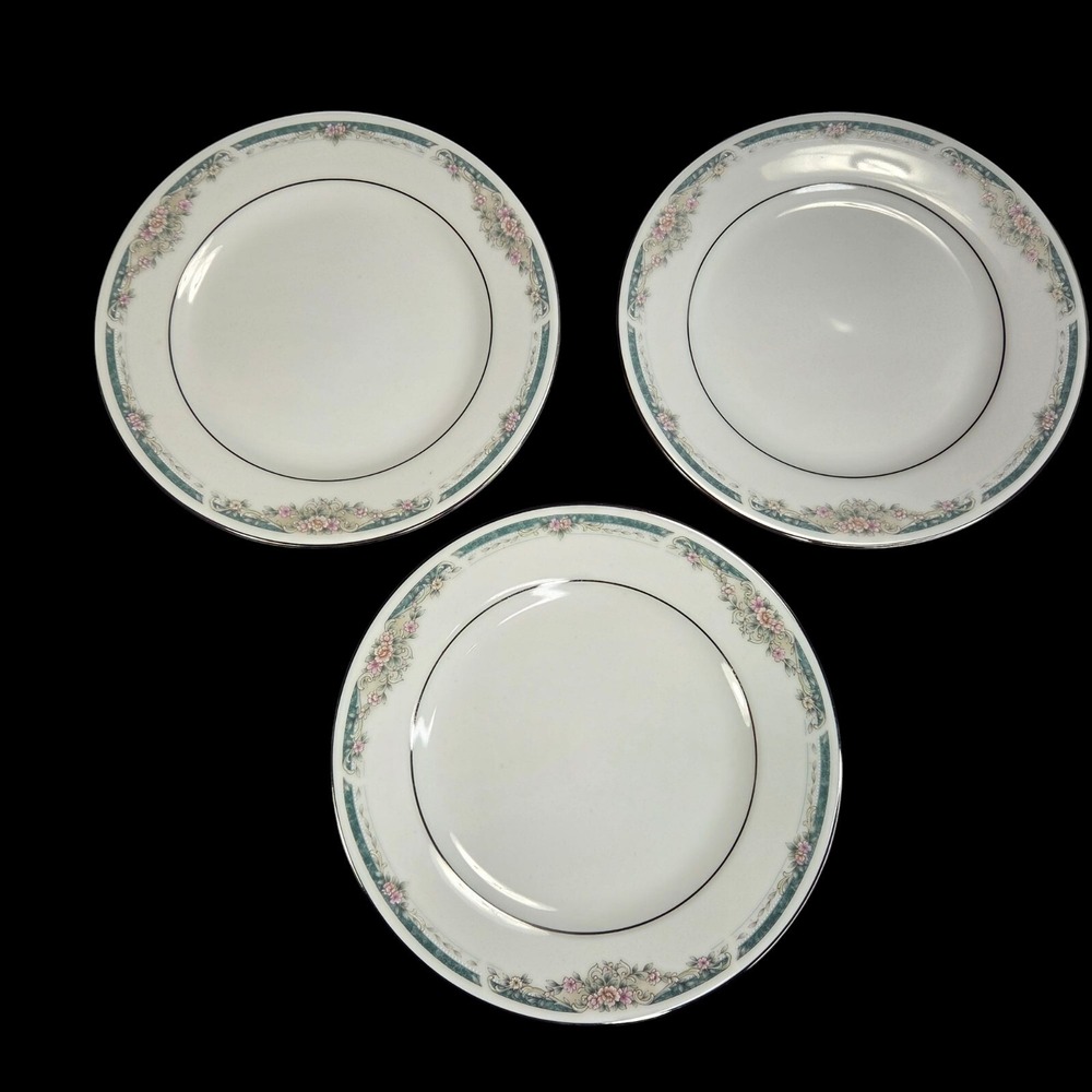 Noritake Enhancement Bread‎ and Butter Plates Set of 3 Dinner Floral 4035 Discon